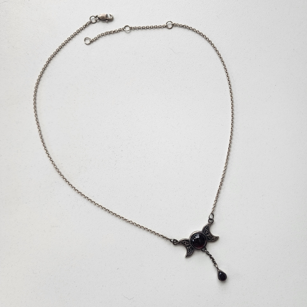 Sterling & Garnet Gothic Style Necklace